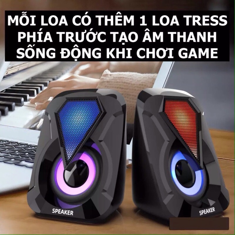 Loa Mini Máy Tính LeerFei Y-0977 Bass Trầm Ấm Cực Hay Loa Dùng Cho Máy Tính Để Bàn PC Laptop Điện Thoại Đèn Led Đổi Màu