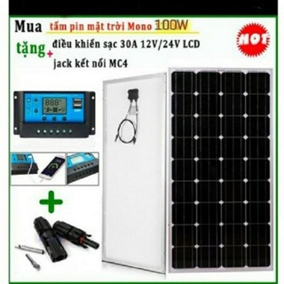 Tấm pin năng lượng mặt trời 100w 9bb kèm sạc và mc4