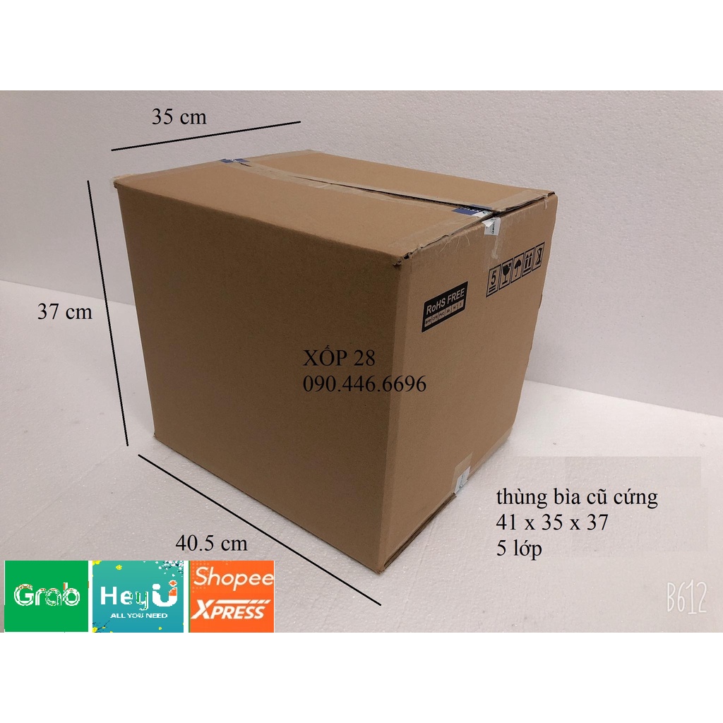 41x35x36 cũ cứng 5 lớp hộp thùng giấy bìa carton dùng đóng gói hàng hóa chuyển nhà giá rẻ to nhỏ vừa