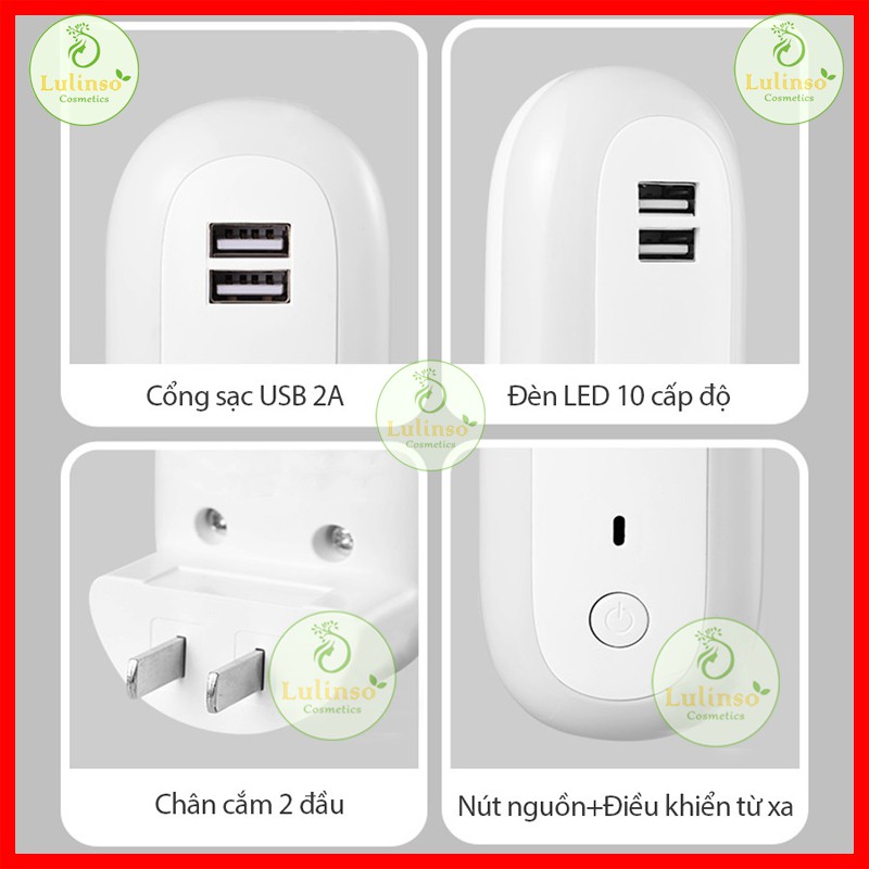 Đèn Ngủ Thông Minh Có Cổng USB Sạc Nhanh 2021, Đèn Ngủ Oval Cắm Điện 10 Cấp Độ Sáng Điều Khiển Từ Xa Bằng remote-hẹn giờ