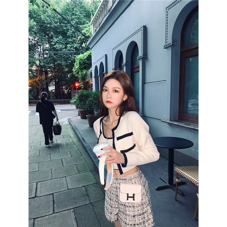 QKOOLE  Áo khoác cardigan dệt kim dáng ôm phong cách Hàn Quốc thời trang cho nữ