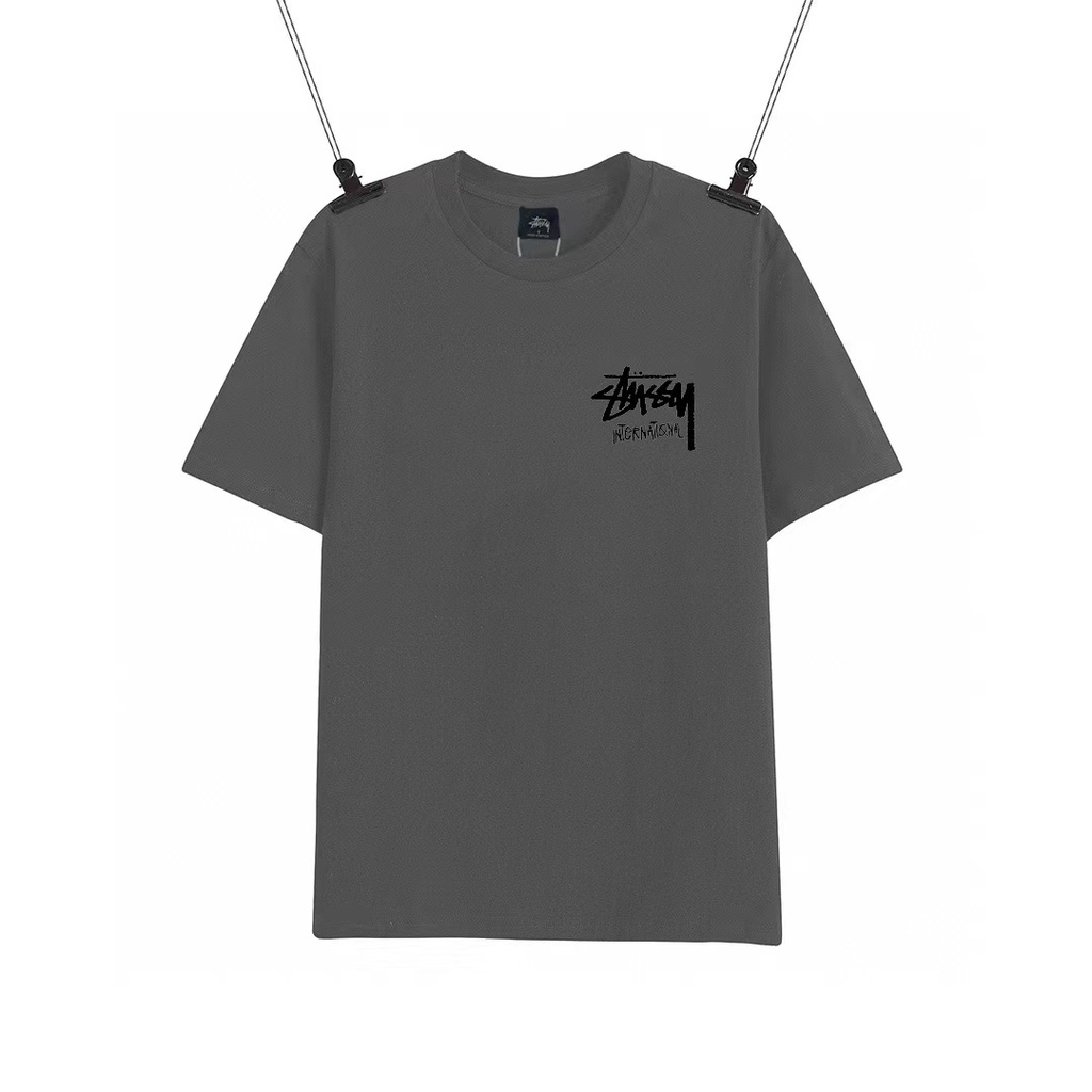 Áo Thun Cotton Tay Ngắn In Bưu Thiếp Stussy Thời Trang Mùa Hè Cho Cặp Đôi