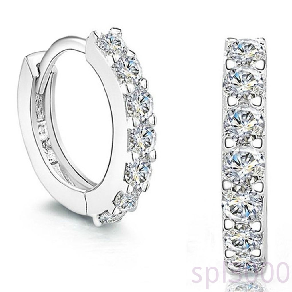 Đôi khuyên tai mạ vàng trắng đính đá zircon toàn diện thời trang cho nữ