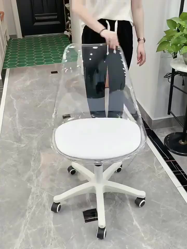 Ghế xoay nhựa trong suốt decor trang trí có đệm, Ghế xoay văn phòng làm việc nệm bọc Simili cao cấp | BigBuy360 - bigbuy360.vn