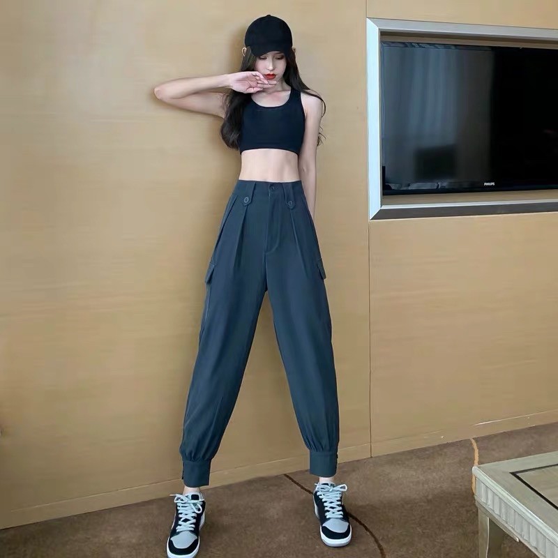 quần baggy nữ túi hộp phong cách cá tính hàng quảng châu cao cấp | BigBuy360 - bigbuy360.vn