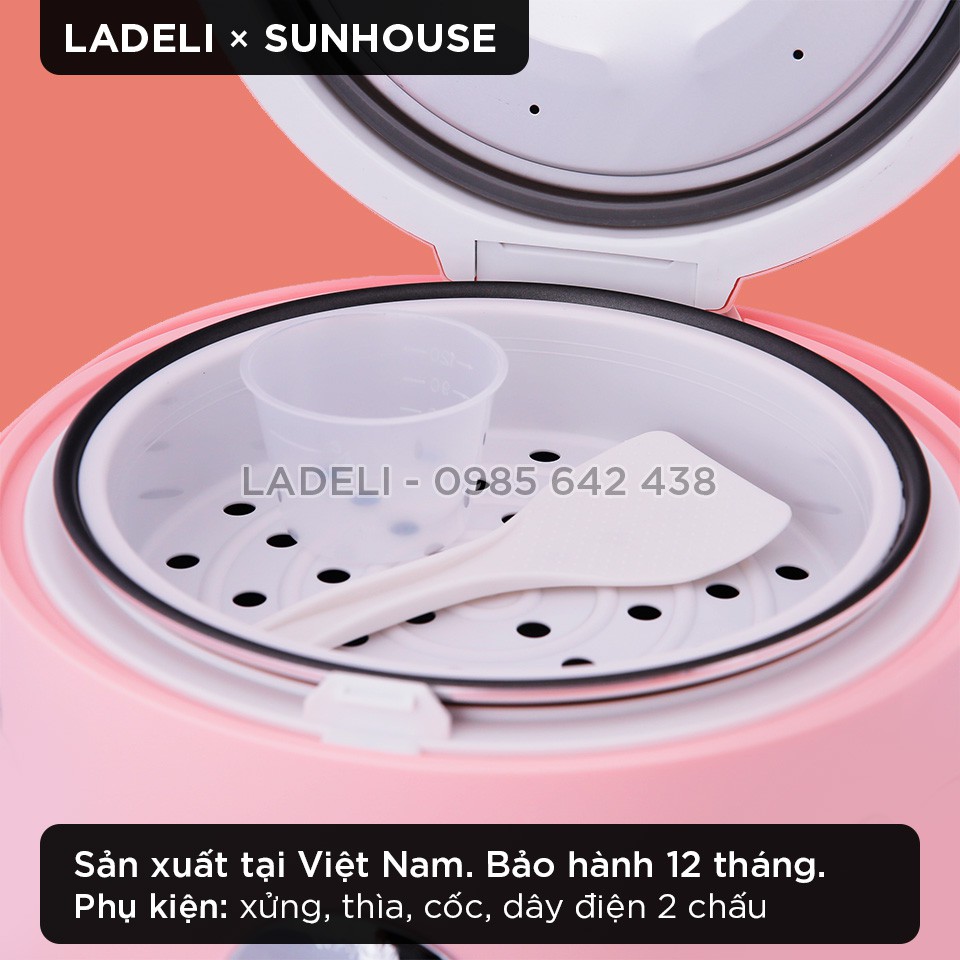 Nồi cơm điện 1.8L SUNHOUSE HappyTime HTD8521P thân nhựa chống bỏng | BigBuy360 - bigbuy360.vn