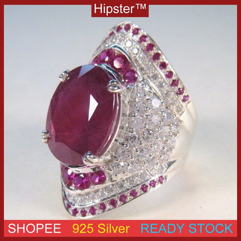 Nhẫn mạ bạc 925 bản to đính đá lấp lánh sang trọng