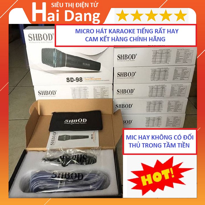 Micro Có Dây Hát Karaoke Chuyên Nghiệp Cam Kết Hàng Chính Hãng SHBOD SD-98 Hát Cực Hay