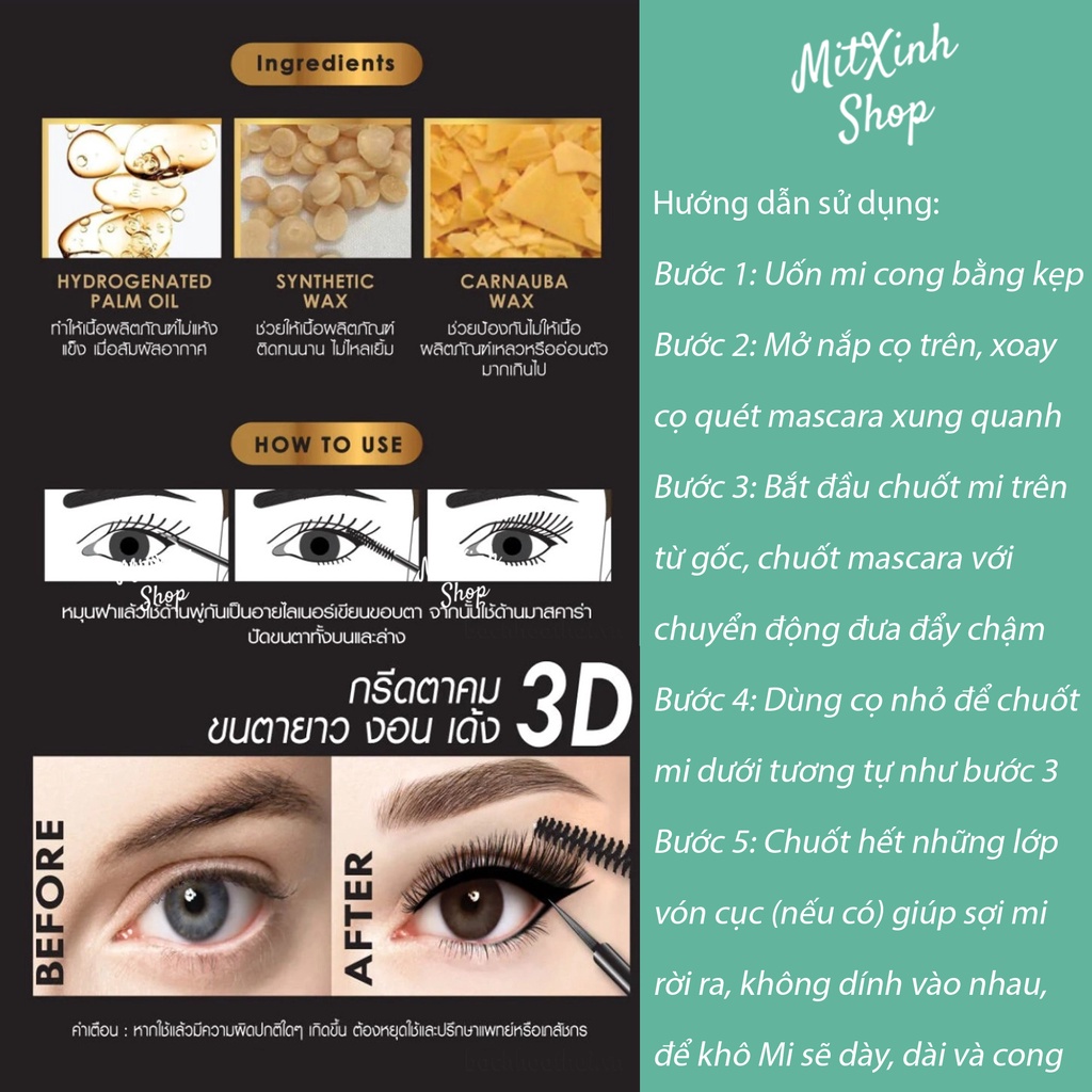 Mascara NongChat Browit Thái Lan dày, dài mi, không lem, không trôi, không vón cục