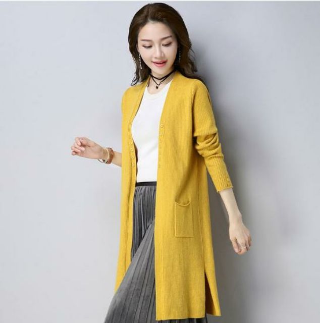 Hàng nhập - Áo khoác len nữ cardigan xẻ tà