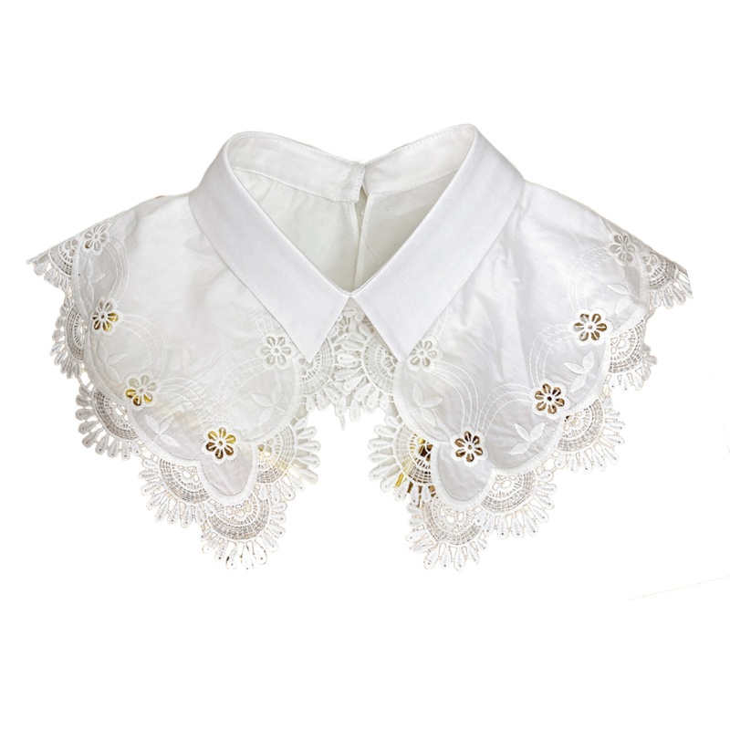 Cổ Áo Sơ Mi Giả Phối Ren Hoa Màu Sắc Xinh Xắn Cho Nữ