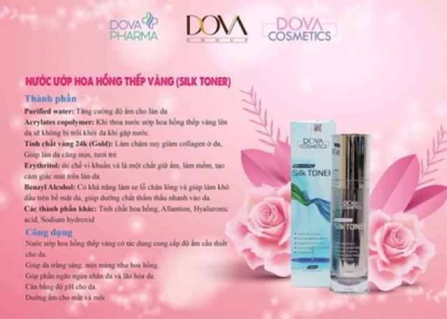 Silk toner dova ( Nước hoa Hồng thiếp vàng) hàng chuẩn