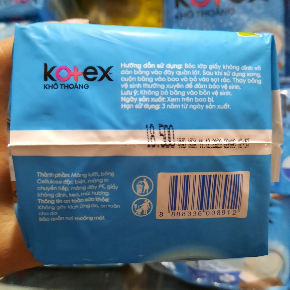 Combo 8 Gói Băng Vệ Sinh Kotex Khô Thoáng 23cm Dày Không Cánh 8 Miếng X8