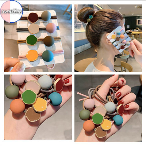 1 Dây Cột Tóc Hình Quả Bóng Phong Cách Retro