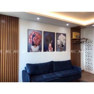 Bộ 3 tranh cô gái và hoa
