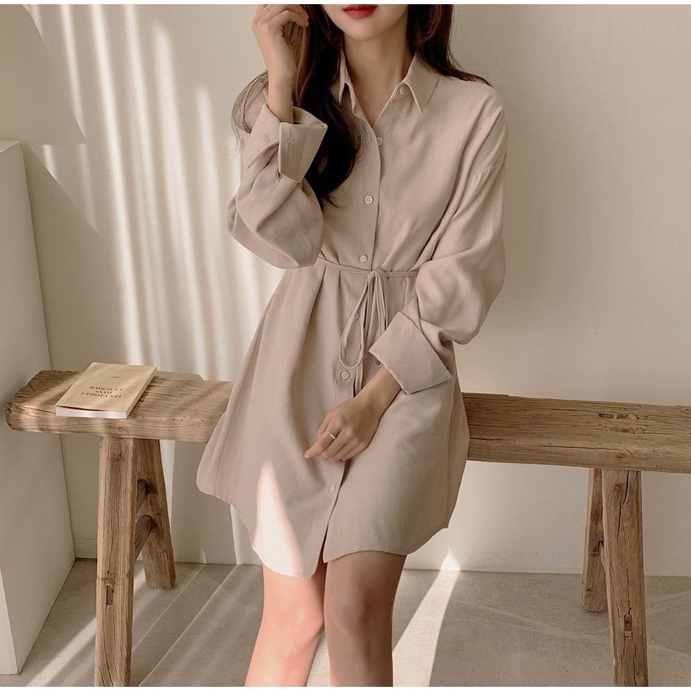 Đầm Dệt Kim Tay Dài Cổ Chữ V Màu Sắc Thời Trang 38507