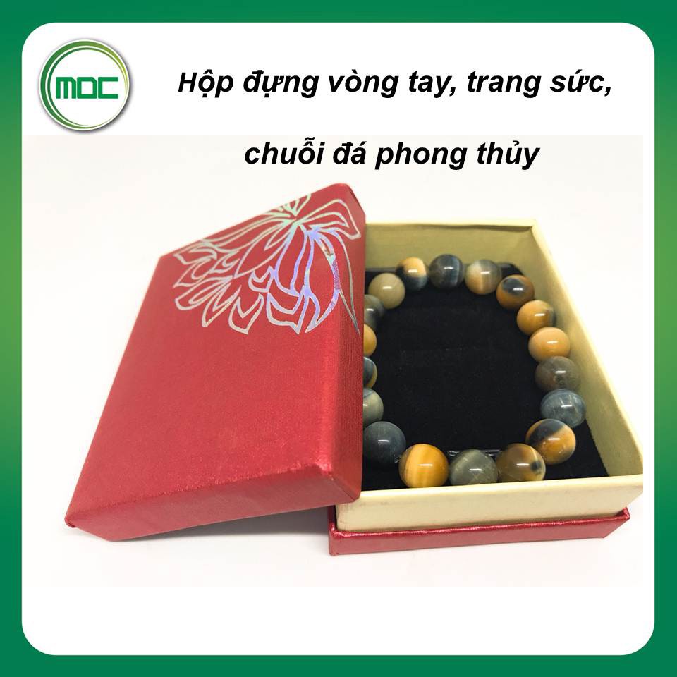 Hộp đựng vòng tay đựng chuỗi đá phong thủy size 9x6,5x3cm màu đỏ