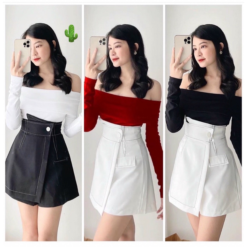 Áo bẹt vai bản tay dài body sexy , chất thun gân mềm mịn  ( ảnh thật ) pc