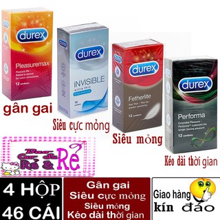 Combo 4 hộp bao cao su durex 46 cái tùy chọn