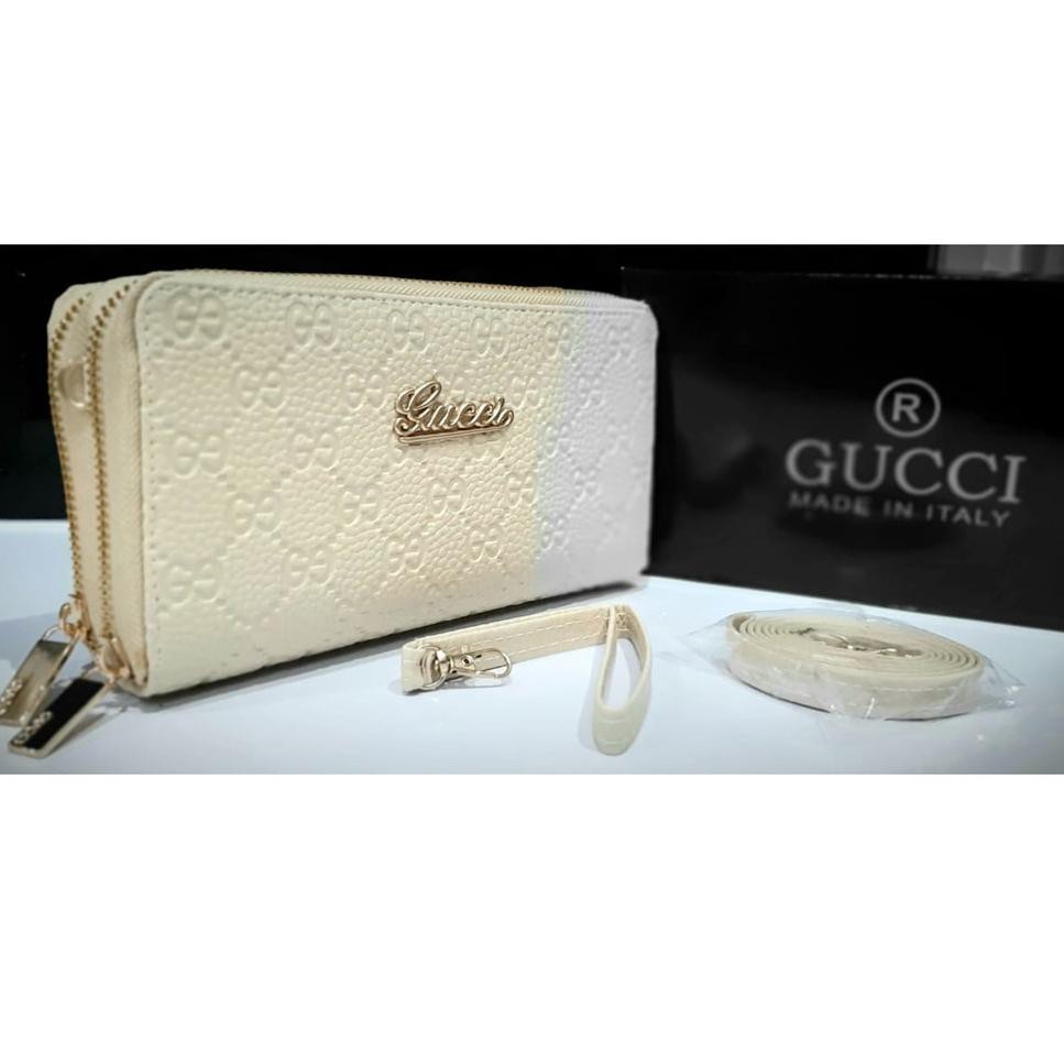 Ví Gucci 2 Ngăn Dáng Dài Phối Dây Đeo Sành Điệu