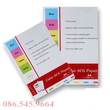 ◕‿◕ Giấy bìa đóng sổ A4 T*T 100 tờ/Ram các màu (Xanh lá - Xanh Nước Biển - Hồng - Vàng ) ✖FREESHIP99K✖