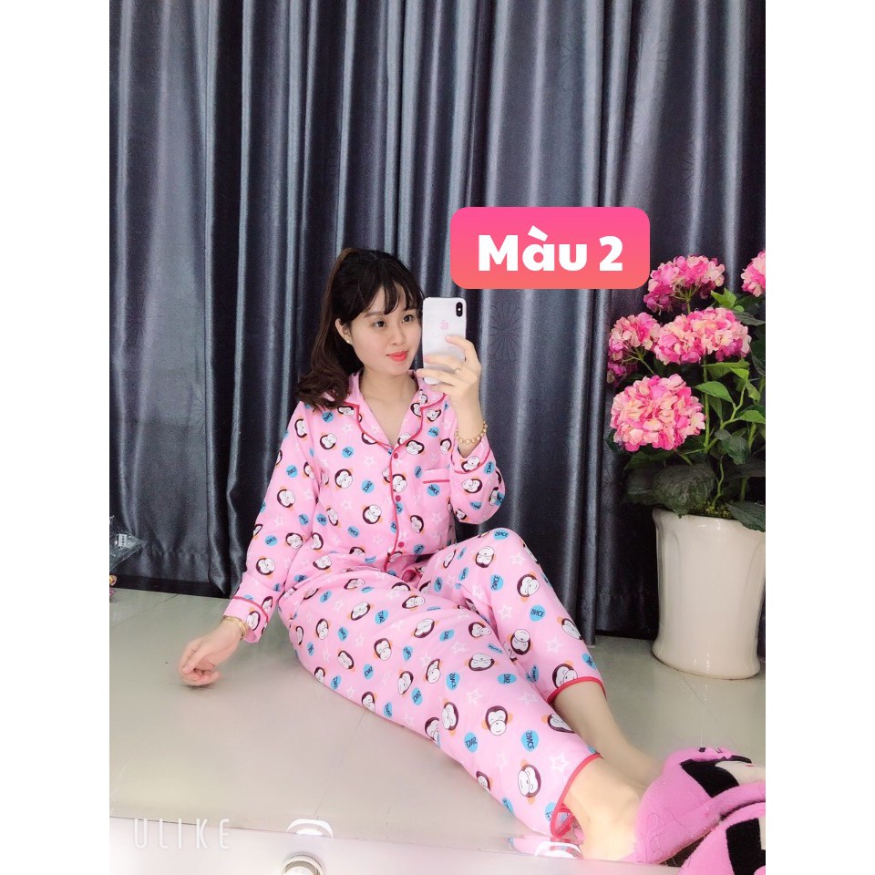 Đồ bộ mặc nhà pizama, pijama kate thái tay dài nhiều hoạ tiết