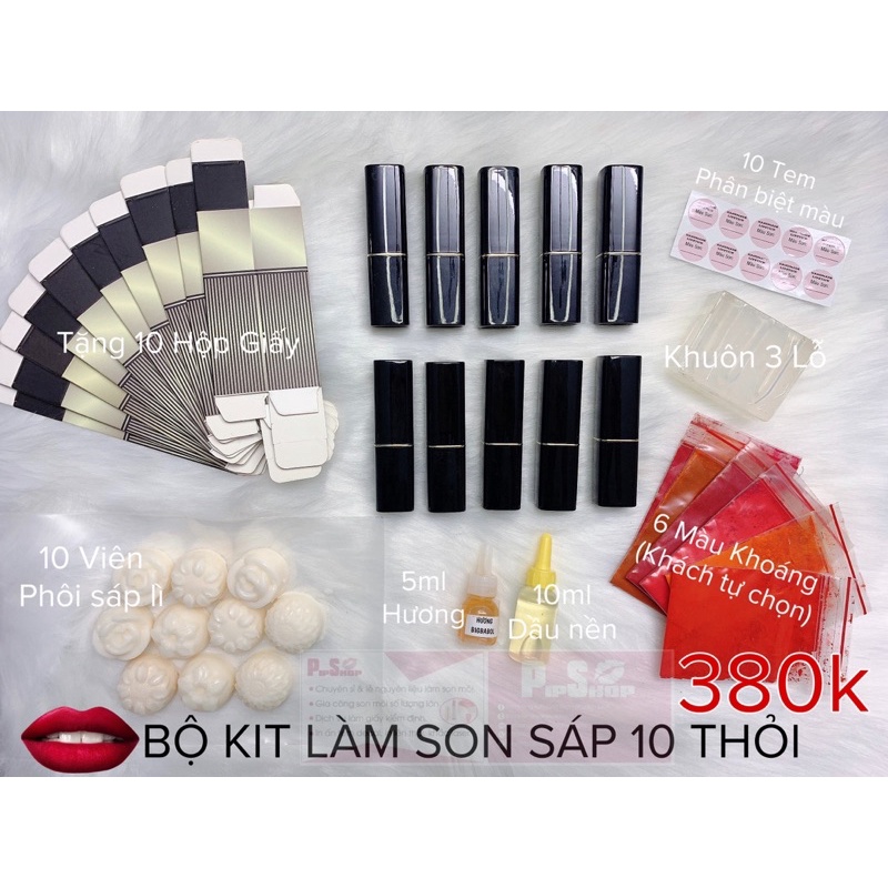 BỘ KIT LÀM SON SÁP 10 THỎI HANDMADE
