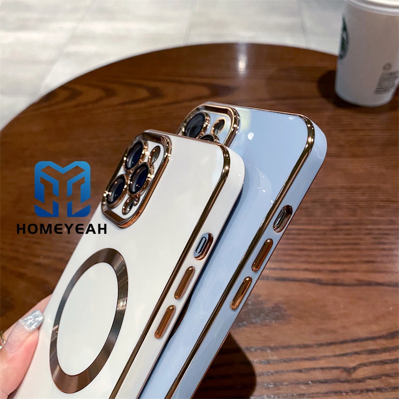 Ốp Điện Thoại Silicon Mạ Điện Chất Lượng Cao Hỗ Trợ Sạc Không Dây Cho iPhone 12 13 11 Pro Max ip13