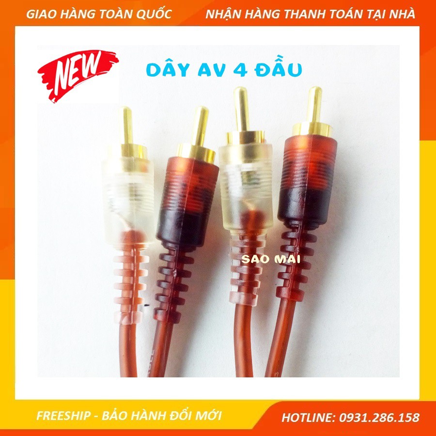 Dây cáp AV - 1,5m 4 đầu bông sen - Loại trền âm thanh tốt - phù hợp nhiều thiết bị điện tử