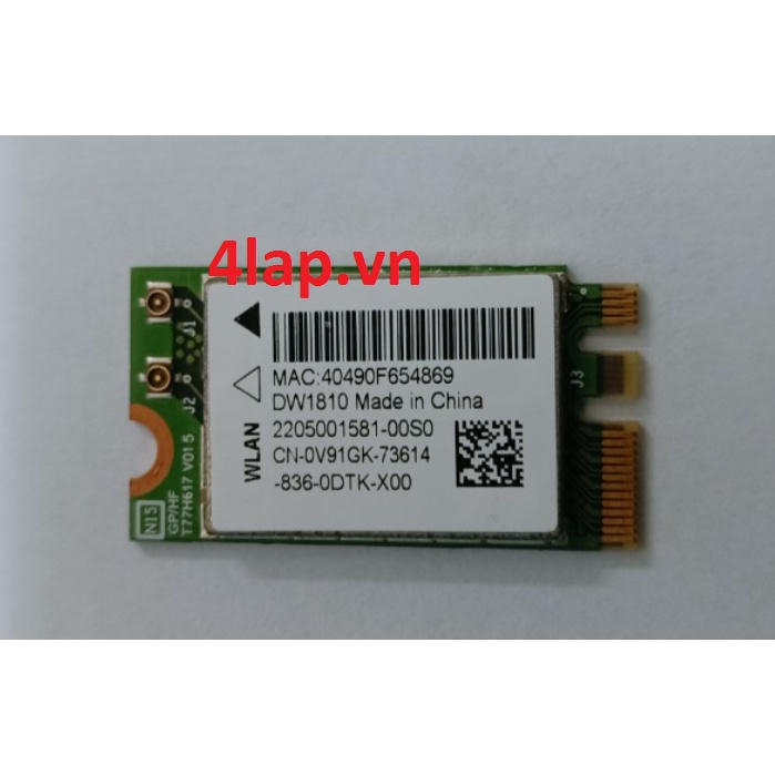 Card Wifi Intel DW1810 Bluetooth WiFi 8.02.11Ac M.2 NGFF 433Mbps Bluetooth 4.1 dùng cho máy tính xách tay