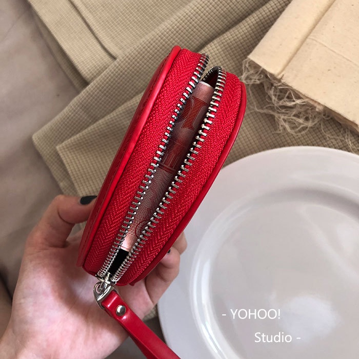 Ví Da PU Nhỏ Xinh Đựng Tiền Xu Họa Tiết Trái Tim Đáng Yêu