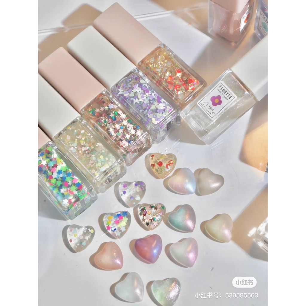 Sơn móng tay kim sa ánh ban mai Flortte bộ sưu tập xuân hè màu sắc mới P33  Nội Địa Trung