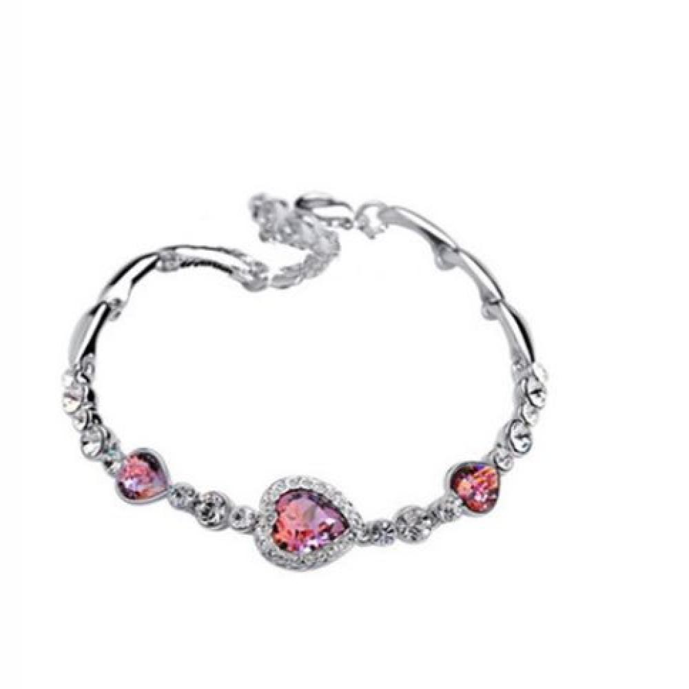 Vòng tay hợp kim đính đá hình trái tim thanh lịch cho nữ | BigBuy360 - bigbuy360.vn