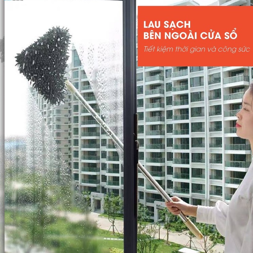 Chổi lau đa năng cây lau kính,lau trần nhà,lau tường,rửa otô hình tam giác cây lau có cán dài 2M CLN-CTG