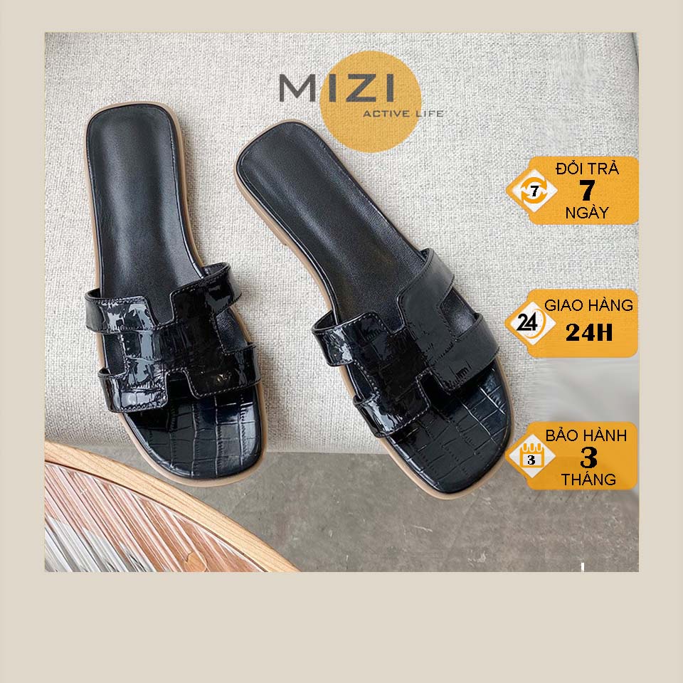 Dép nữ thời trang xinh quai ngang bệt chữ H Mizi DL43