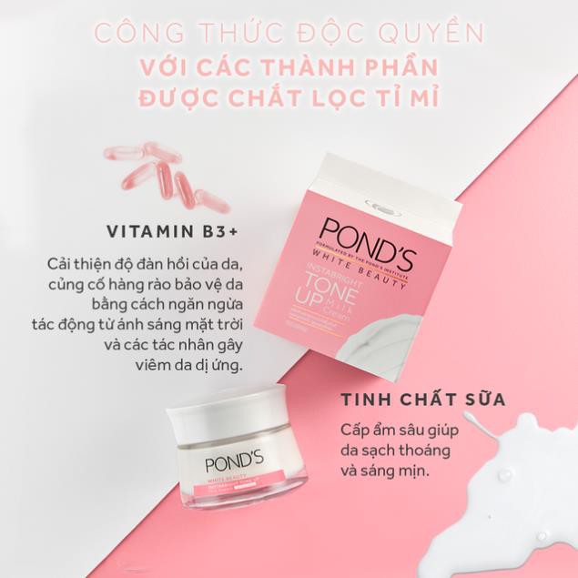 Combo dưỡng trắng nâng tông Pond's White Beauty (kem sữa rửa mặt 100g, phấn phủ 40g và kem sữa 50g)