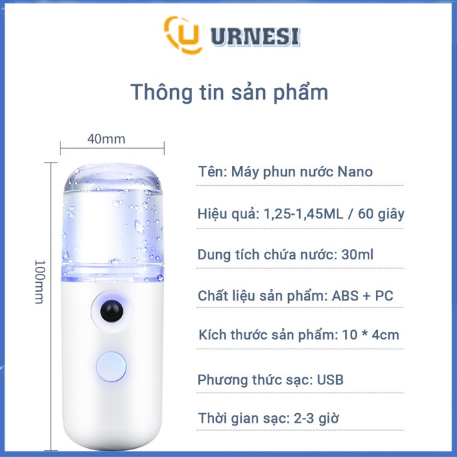 Máy phun sương tạo ẩm, máy xông hơi phun sương nano da mặt mini cầm tay