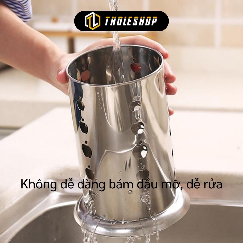 Ống Đũa - Ống Đựng Muỗng, Đũa Bằng Thép Không Gỉ Có Lỗ Thoát Nước, Dễ Vệ Sinh 10095