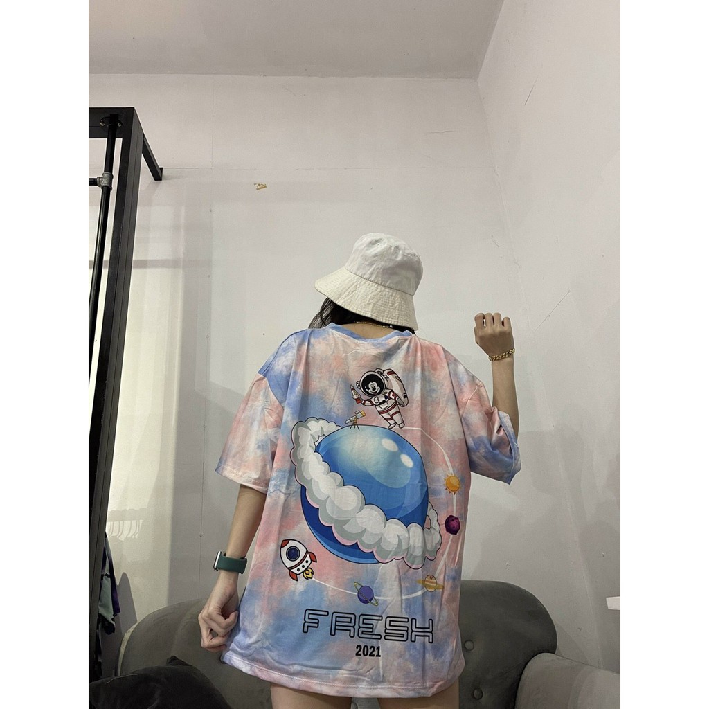 [Tặng Quà] Áo Thun Tay Lỡ Unisex - Áo Thun Nam Nữ Form Rộng Loang Màu AT017 - LP.STORE