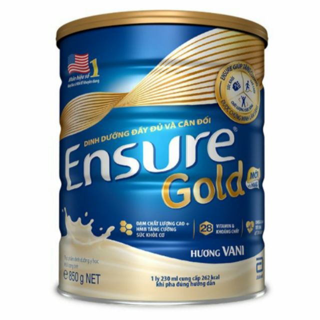 Sữa bột Ensure gold hương vani, hương cà phê 850g