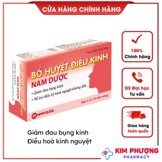 Bổ huyết điều kinh Nam Dược - Giúp ngăn ngừa rối loạn kinh nguyệt, kinh nguyệt không đều, đau bụng kinh hộp 30 viên