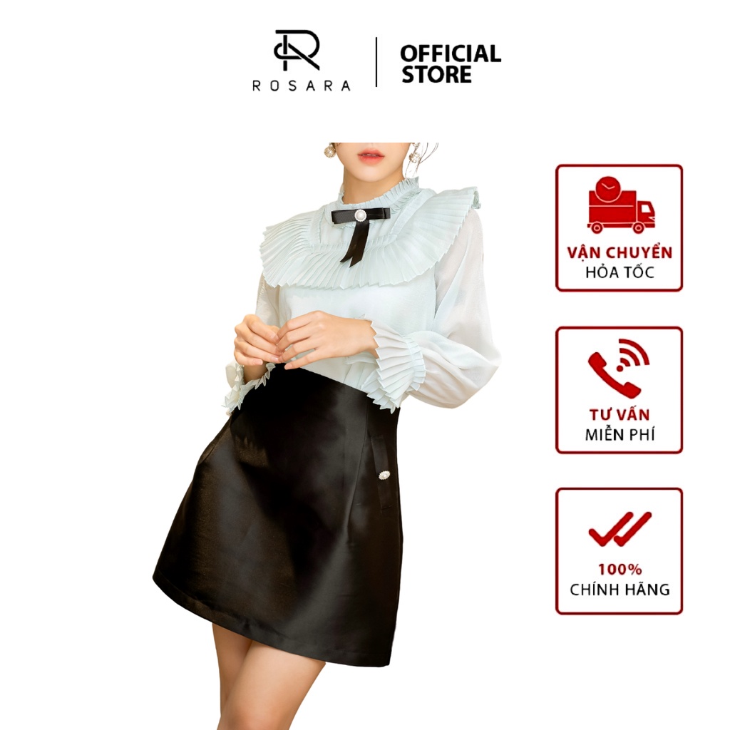 Chân váy thời trang công sở nữ dáng xòe tafta Rosara CV2 Đen