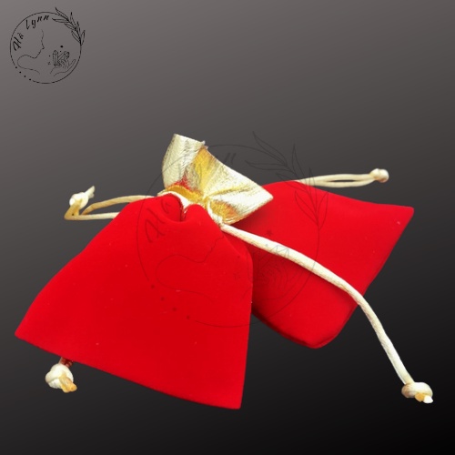 Set 10 túi vải nhung đỏ size 5x7cm đựng quà tặng, trăng sức, đồ phong thủy