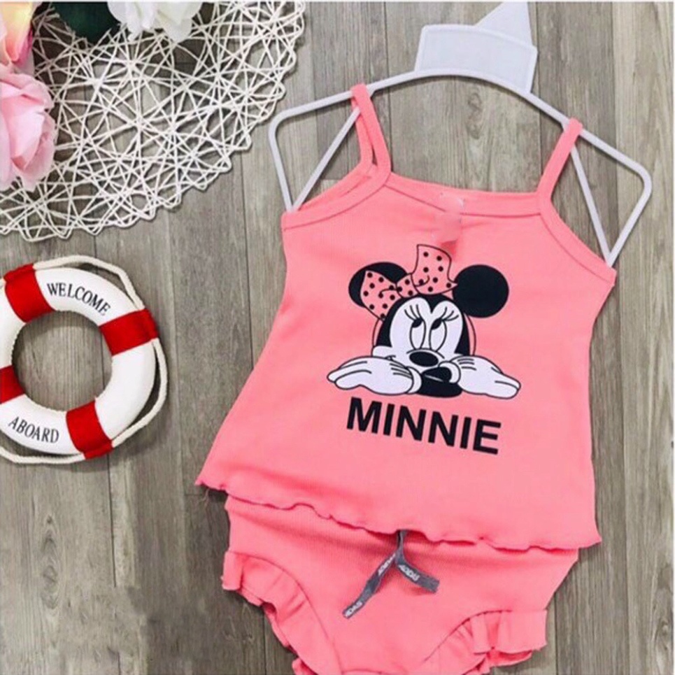 ( Khuyến mãi ) Combo 3 Đồ bộ áo hai dây quần chip hình mecky va chu Yes cho bé từ 6kg-26kg.BDBG45. .