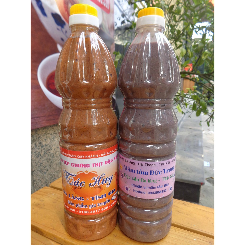 Combo 1 chai 1 lít mắm tép chưng thịt Ba Làng - Thanh Hóa + 1 chai 1 lít mắm tôm Ba Làng Thanh Hóa (Thơm ngon đặc biệt)