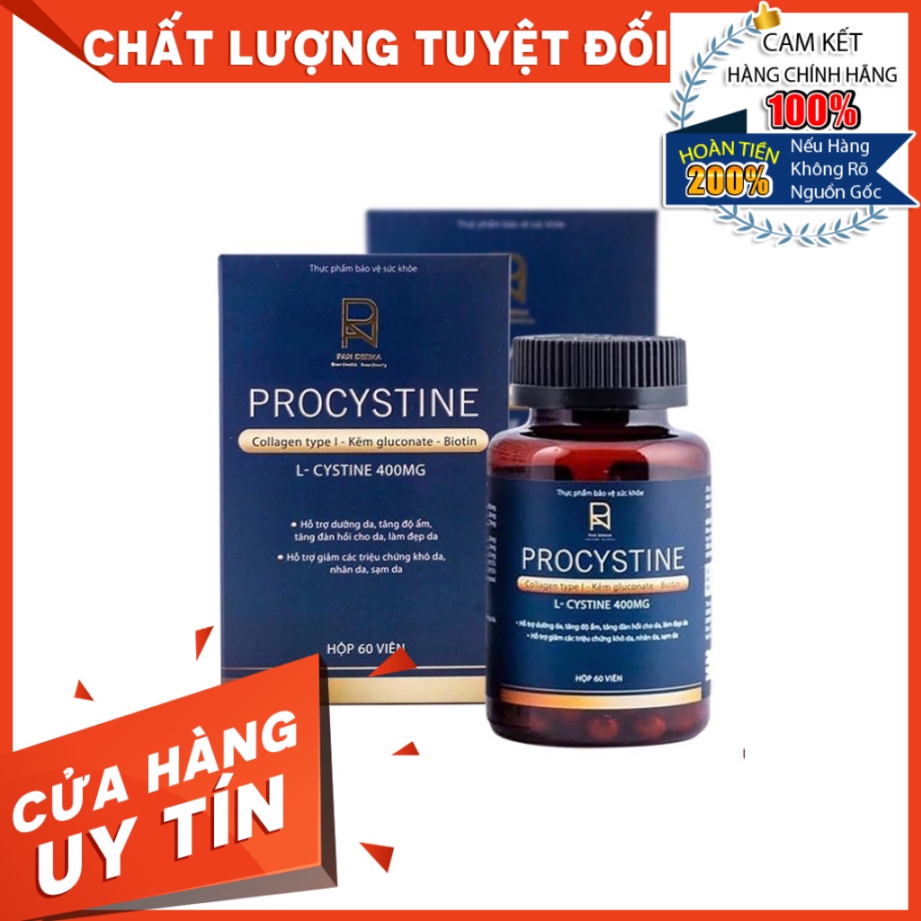 BẢO HÀNH 3 THÁNG -Viên Uống Bổ Sung Procystine Ngừa Giảm Mụn Cấp Ẩm, Trẻ Hoá Đẹp Da Sáng Mịn Da, Đẹp Tóc Đẹp Móng 60Viên