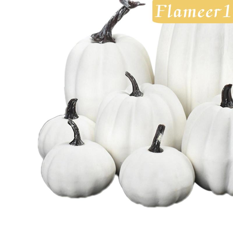 [Flameameer1] 7 Quả Bí Ngô Giả Màu Trắng Trang Trí Trung Tâm Đám Cưới Mùa Thu