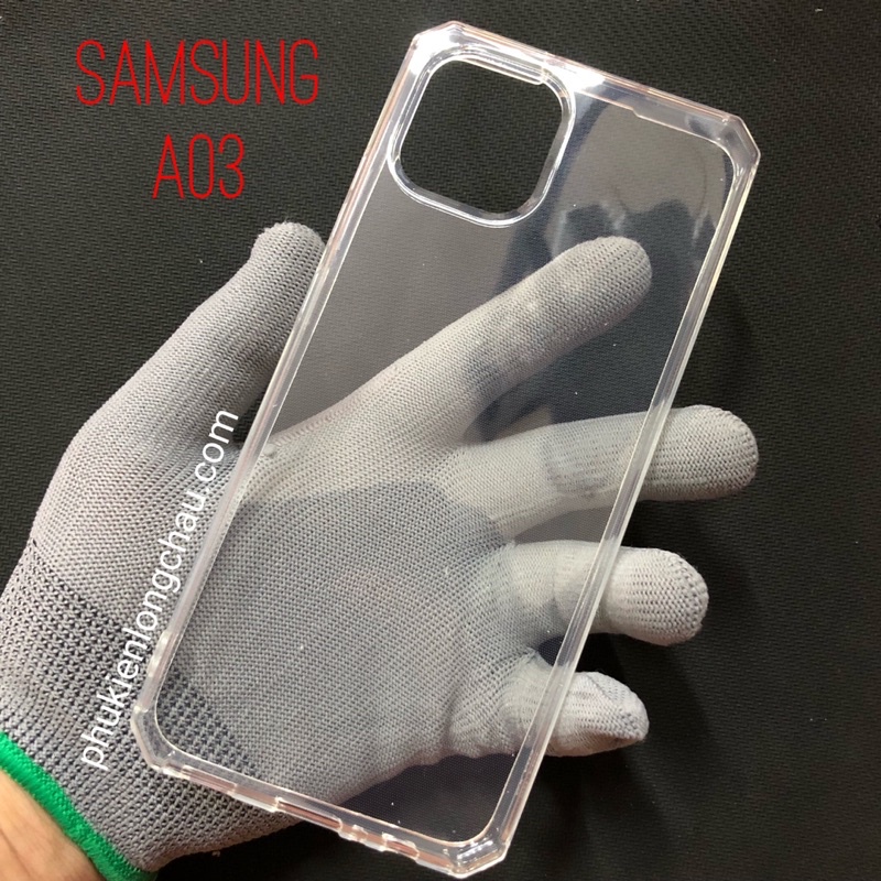 Ốp Lưng Samsung A03 Chống Sốc Viền Vuông Bảo Vệ Camera Dẻo Trong Suốt