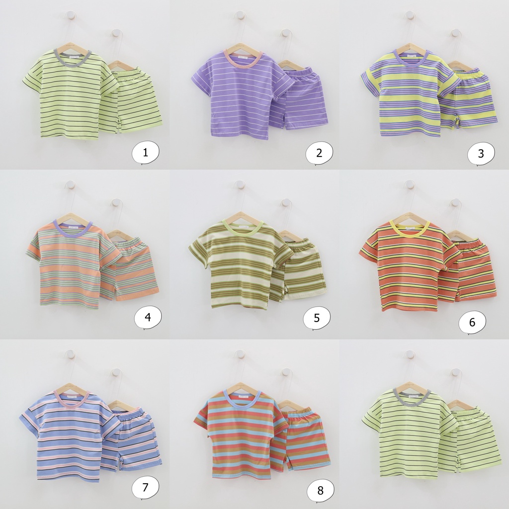 Bộ Cộc Tay Bé Trai Bé Gái Thương Hiệu Smiling Brother Xuất Hàn Chất Cotton Mềm Mịn Size 3 Đến 8 Tuổi Lumla