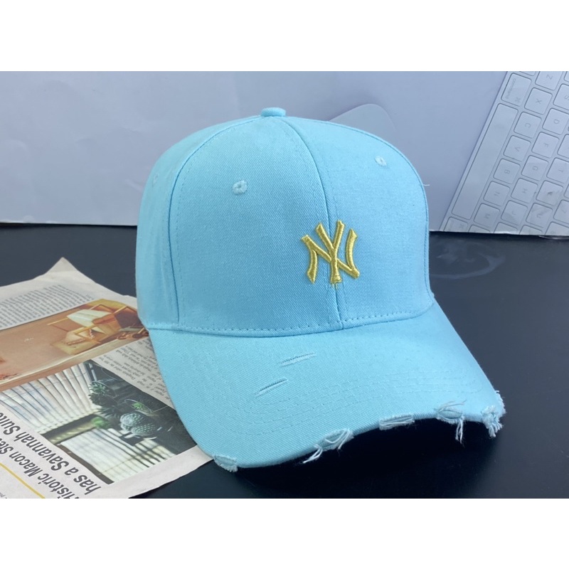 Mũ kết lưỡi trai (rách )màu kaki mịm tua thêu naikii thể thao thời trang bụi bặm